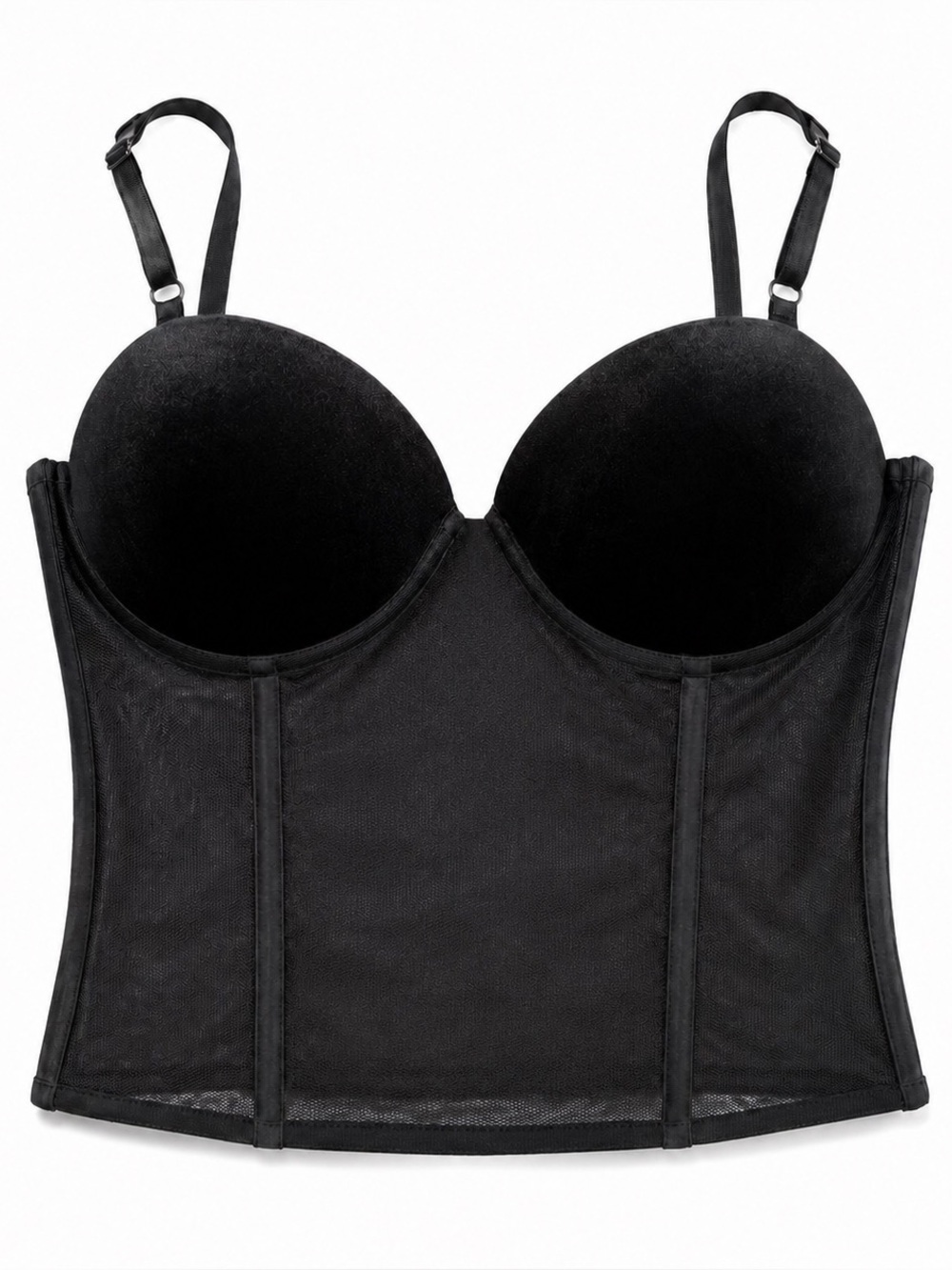 Rampage Black Velvet Cup Mesh Bustier Corset Top 34B Y2K